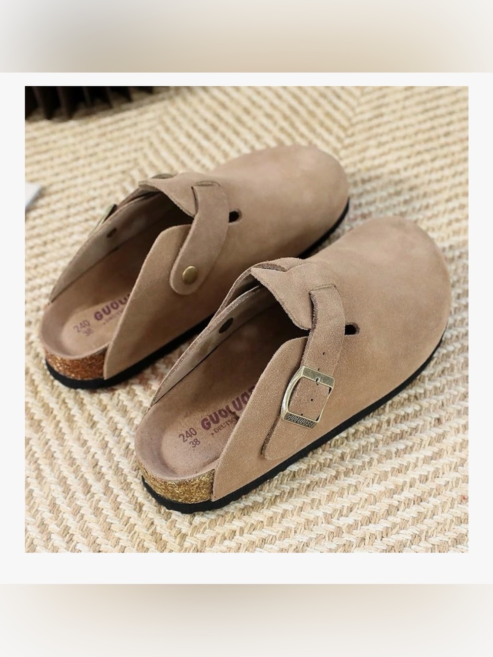 NWT Guoluofei Unisex Clogs Brown Leather Suede Potato Mules Womens 14, Mens 12.5
